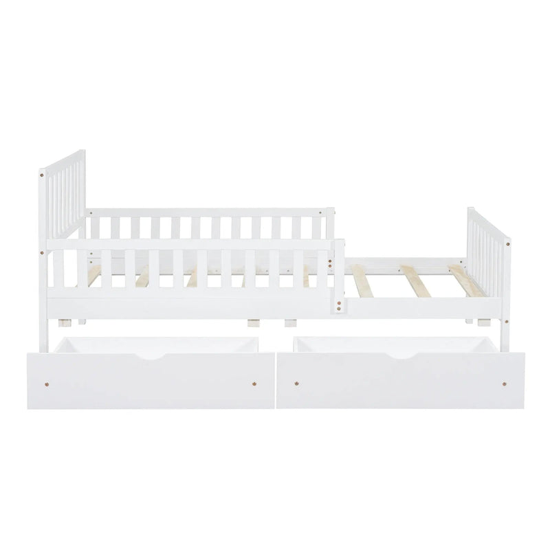 Platform Bed With Guardrails On Both Sides And 2 Storage Drawers by Unique Piece Furniture