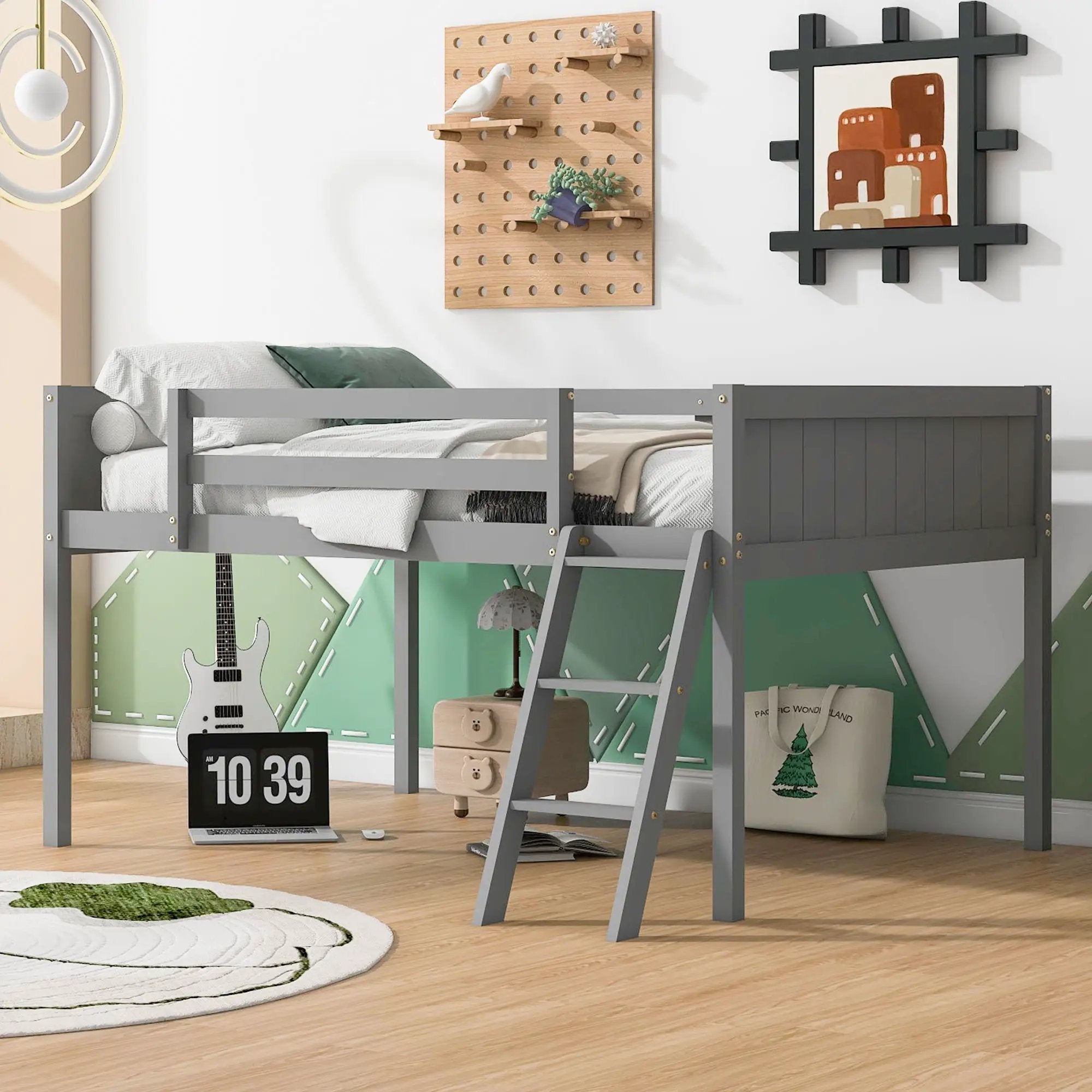 Low Loft Bed With Adjustable Ladder by Unique Piece Furniture