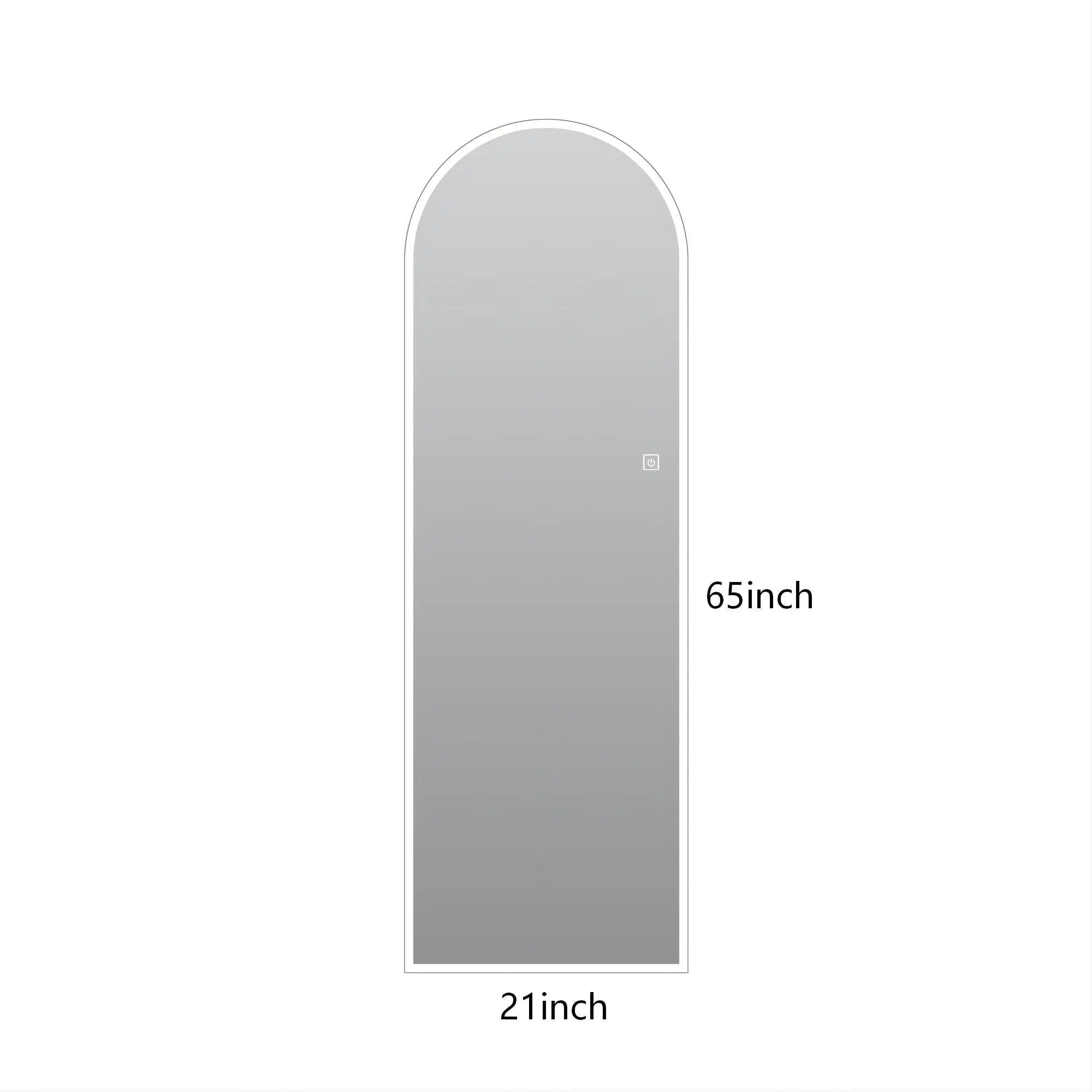 LED Full Length Wall Mirror With Symmetrical Arch Design, Dimmable 3 Color Temperature Lighting - Silver by HouseOfZazla