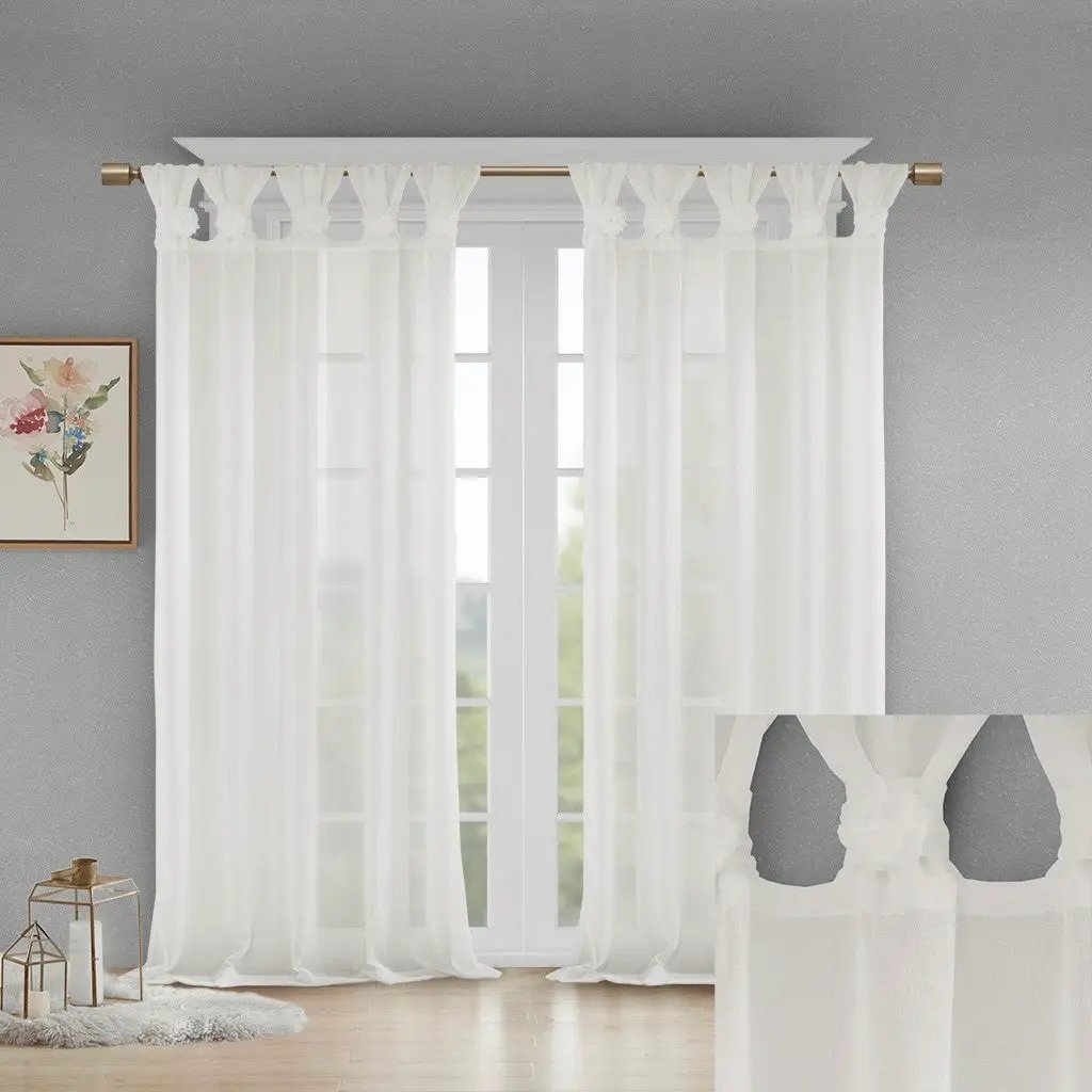 Floral Embellished Tab Top Solid Curtain Panel by HouseOfZazla