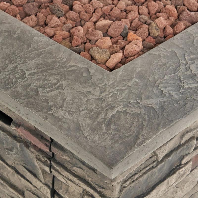 Classic Design Square Fire Pit With Top And 40,000 Btu Heat Output - Stone Gray by HouseOfZazla