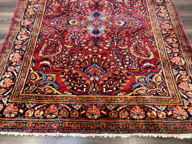 Persian Lilihan Rug 5x6, Red, Floral, Antique Persian Carpet by Jewel Rugs