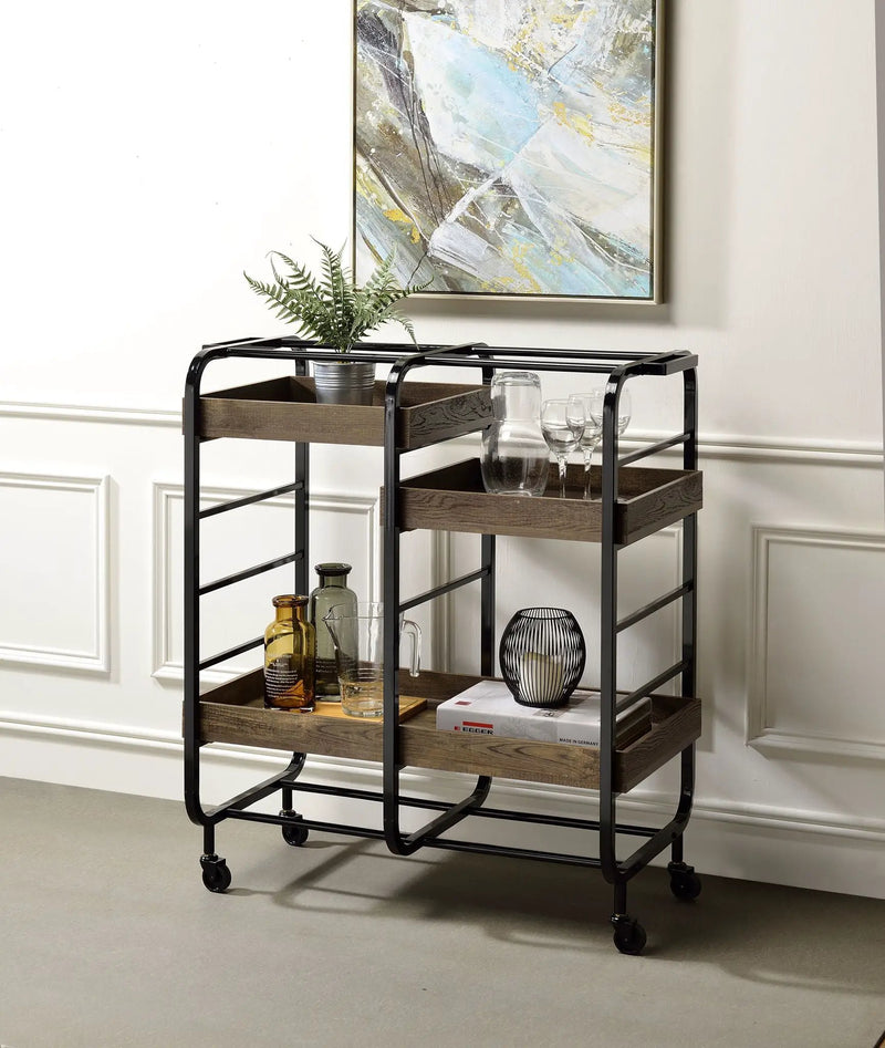 Vorrik - Serving Cart - Black / Walnut by Unique Piece Furniture
