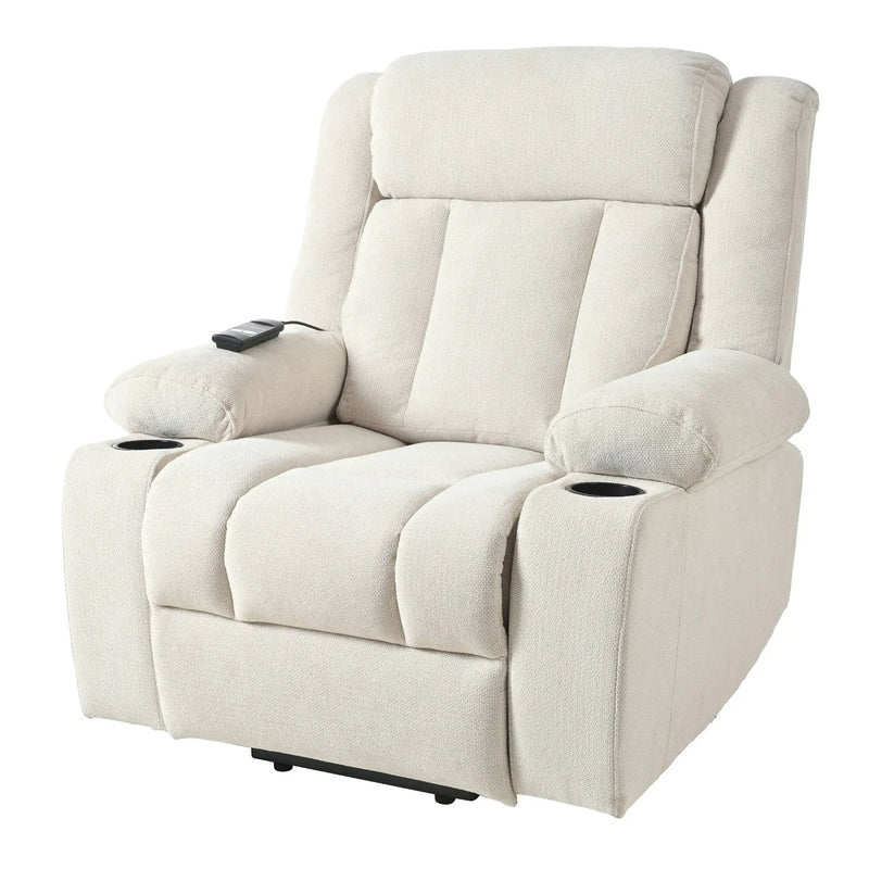Power Lift Recliner Chair With Extended Footrest, Remote Control, Cup Holders, And Side Pockets by HouseOfZazla