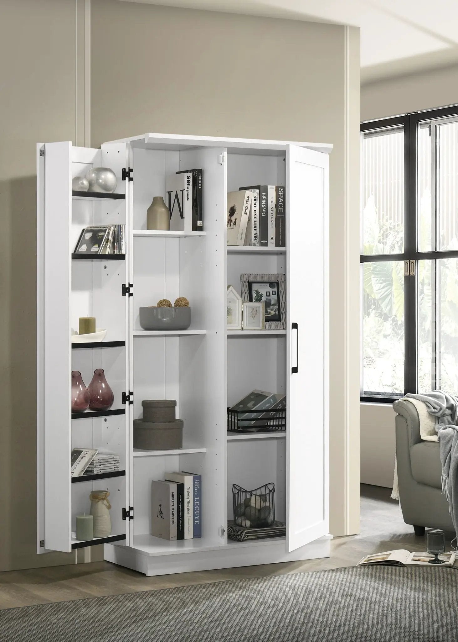 Lincoln - Storage Cabinet With Swing Out Storage Door - White by Unique Piece Furniture