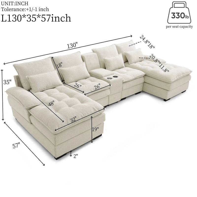 Contemporary U Shaped Sofa With Console And Cupholders by HouseOfZazla