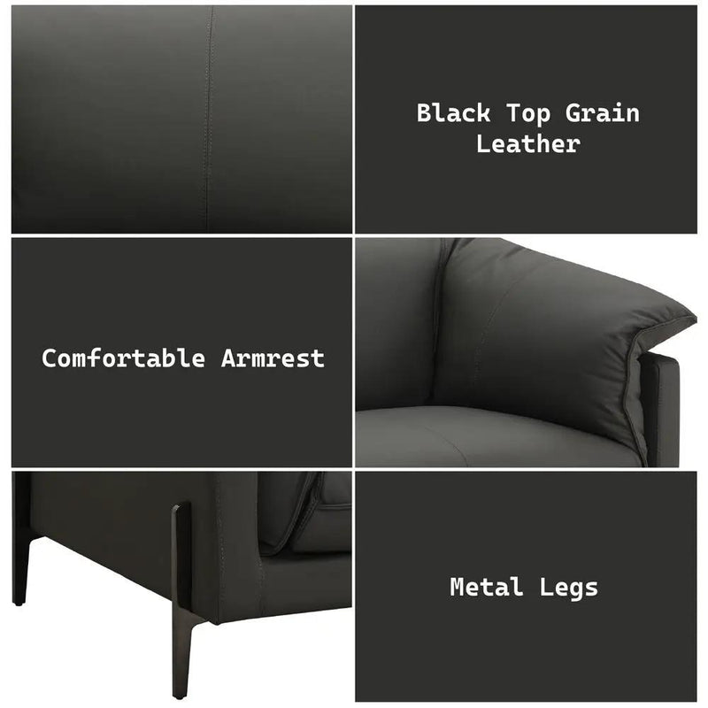 Tadi - Loveseat - Black Top Grain Leather by Unique Piece Furniture