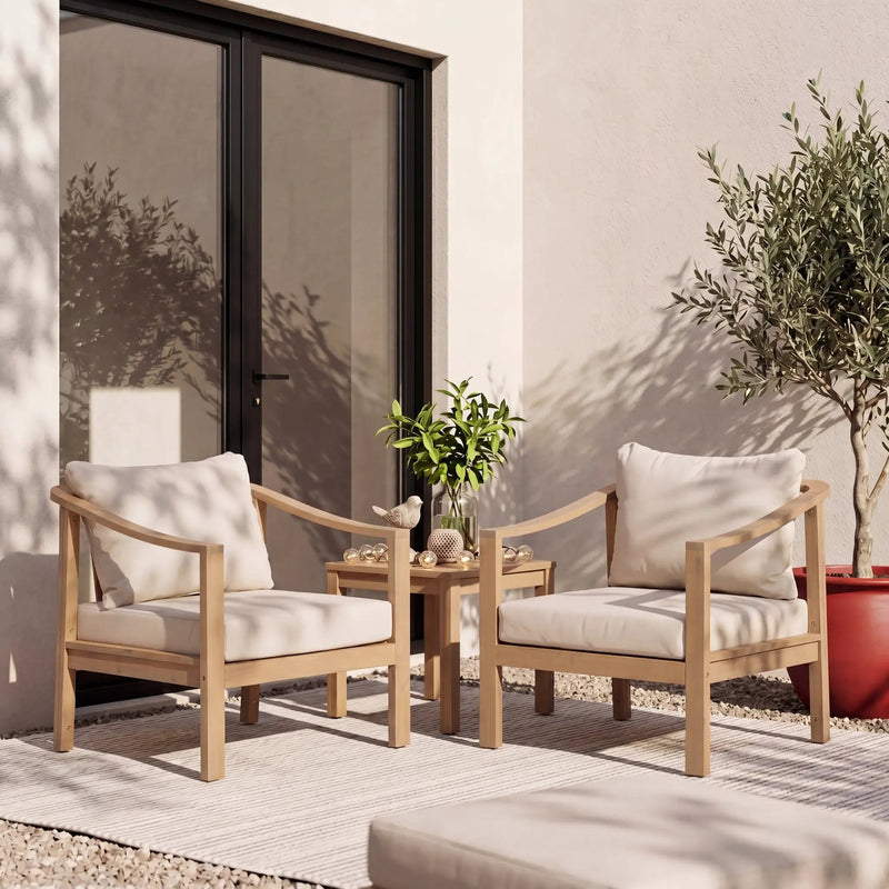 Acacia Wood Patio Furniture Club Chair Set of 2 by HouseOfZazla