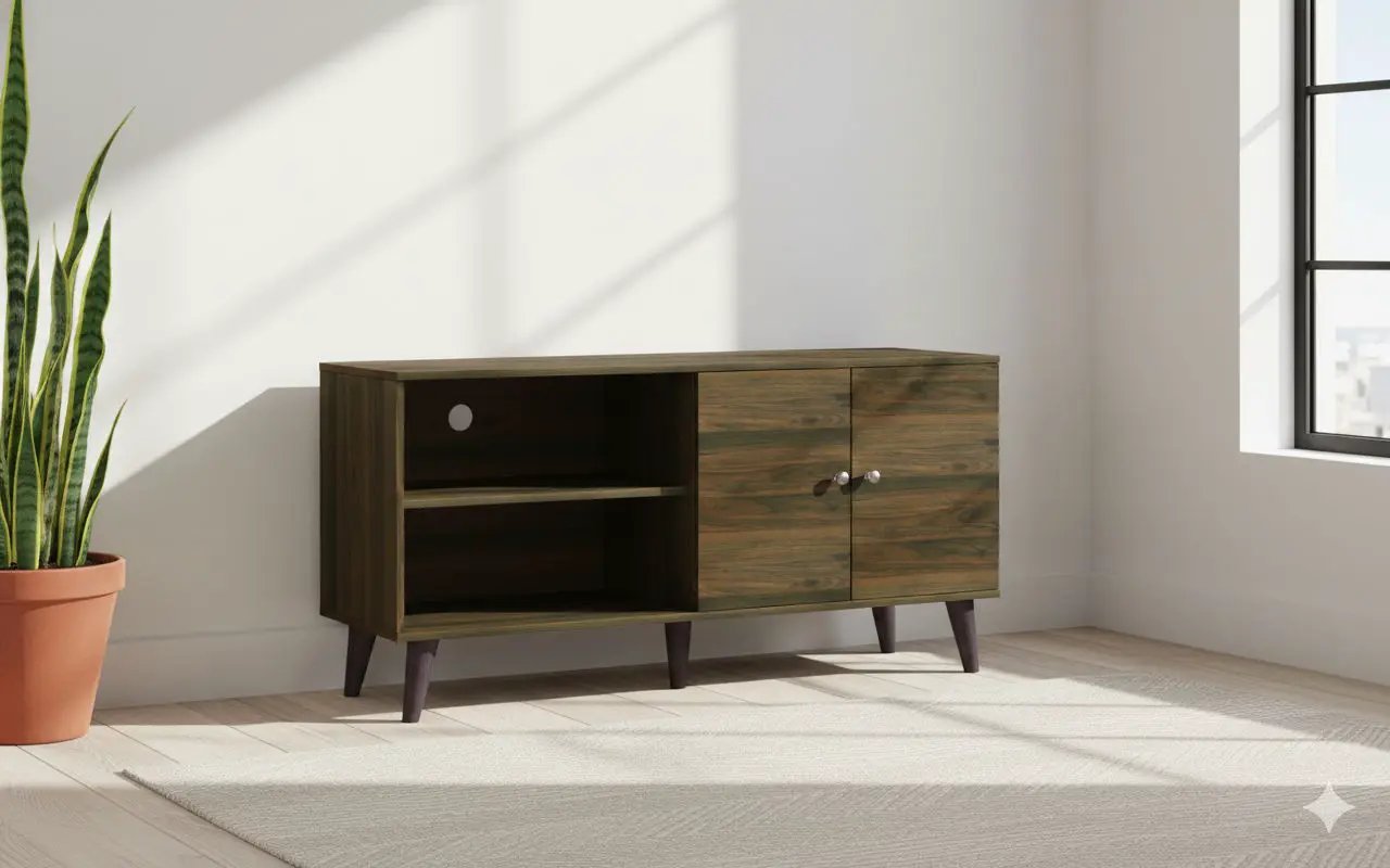 Amidon - TV Stand, With 2 Storage Shelves And 1 Cabinet by Unique Piece Furniture