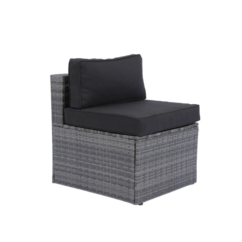 5 Pieces Rattan Sectional Outdoor Furniture Cushioned U Sof Set With 2 Pillow - Gray / Black by HouseOfZazla