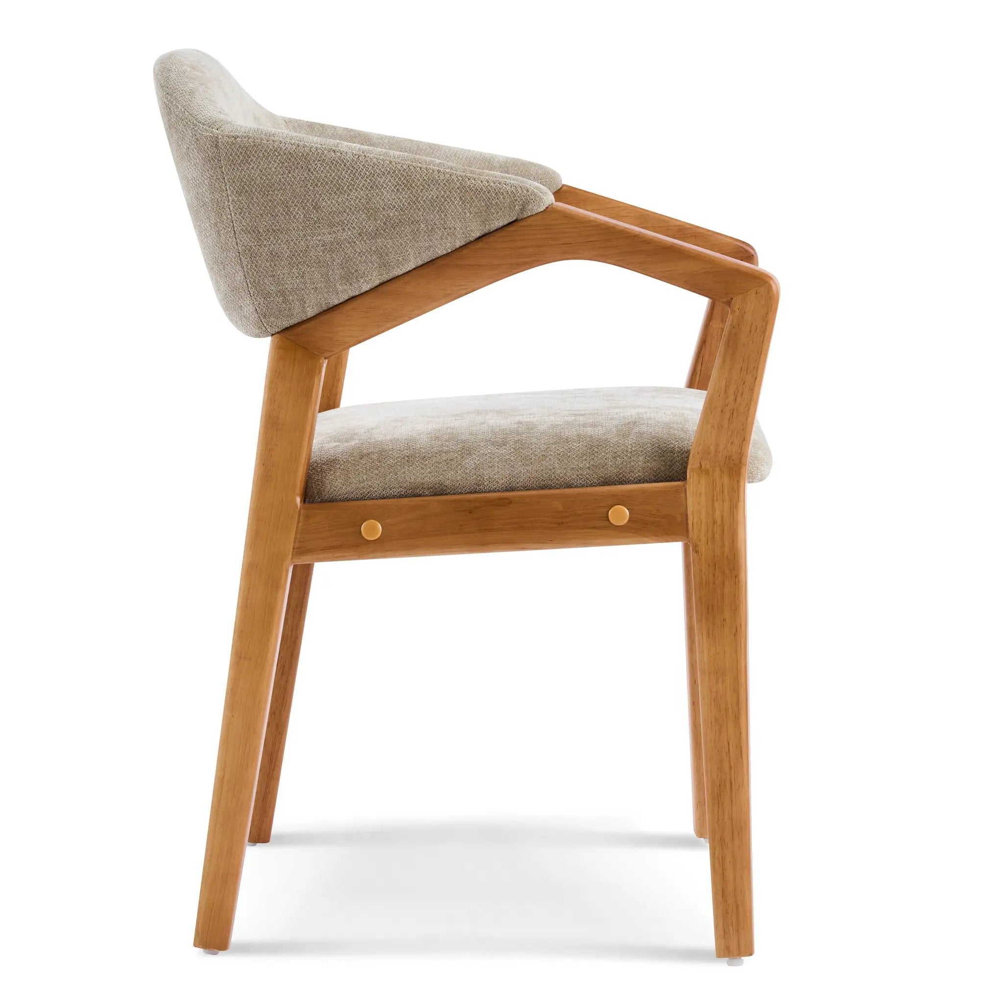Indoor Upholstered Dining Chair Set of 2 - Oatmeal / Teak by HouseOfZazla