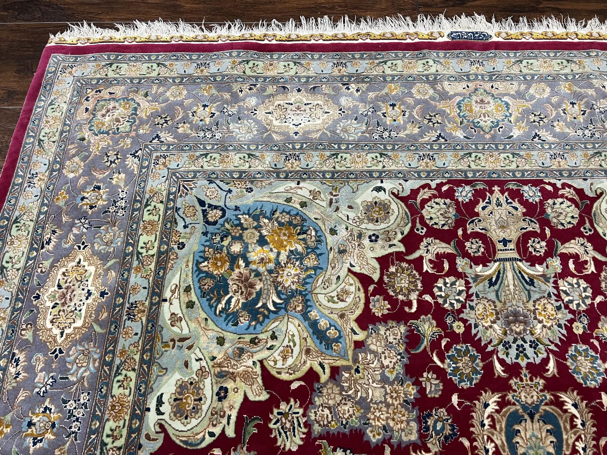 Stunning Persian Tabriz Rug 5x7, Signed by Masterweaver, Maroon, Floral Medallion, Ultra Fine 70 Raj 625 KPSI, Kork Wool Silk Foundation, Handmade by Jewel Rugs