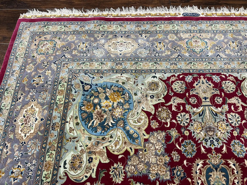 Stunning Persian Tabriz Rug 5x7, Signed by Masterweaver, Maroon, Floral Medallion, Ultra Fine 70 Raj 625 KPSI, Kork Wool Silk Foundation, Handmade by Jewel Rugs