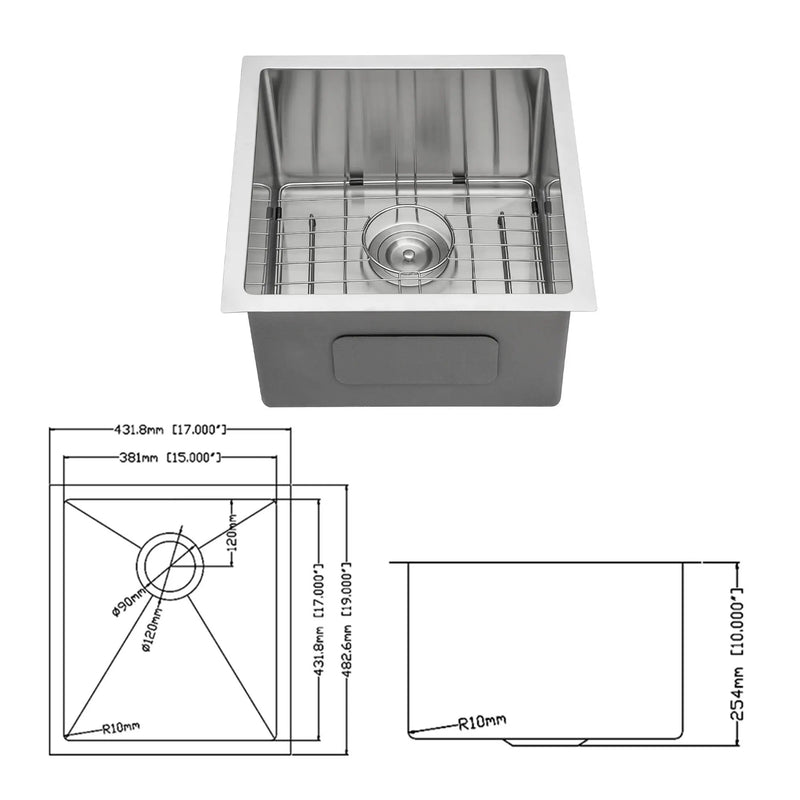 Modern Undermount Stainless Steel Kitchen Sink 16 Gauge, Deep Single Bowl by HouseOfZazla