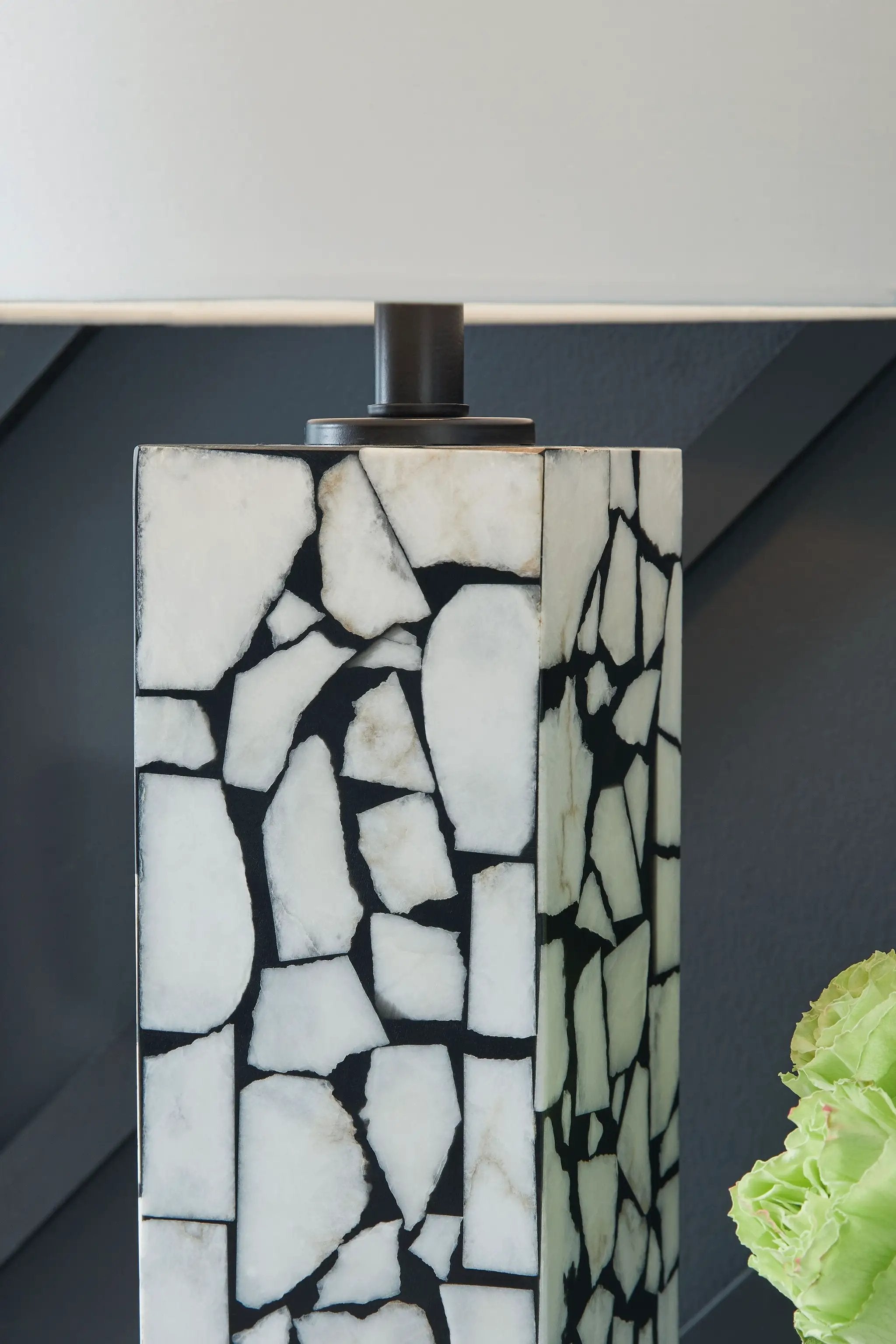 Macaria - Marble Table Lamp - White / Black by Unique Piece Furniture