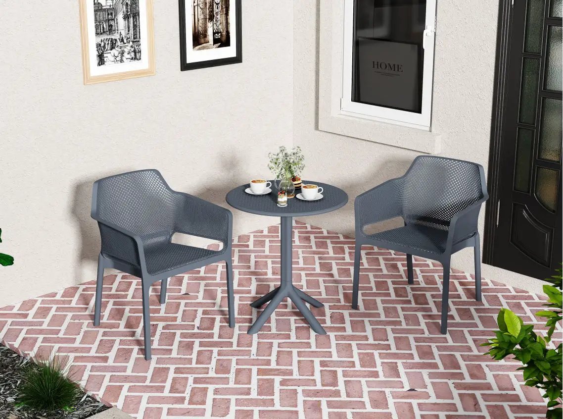 3 Piece Plastic Arm Chair Bistro Grs Premium Ocean Plastic by HouseOfZazla