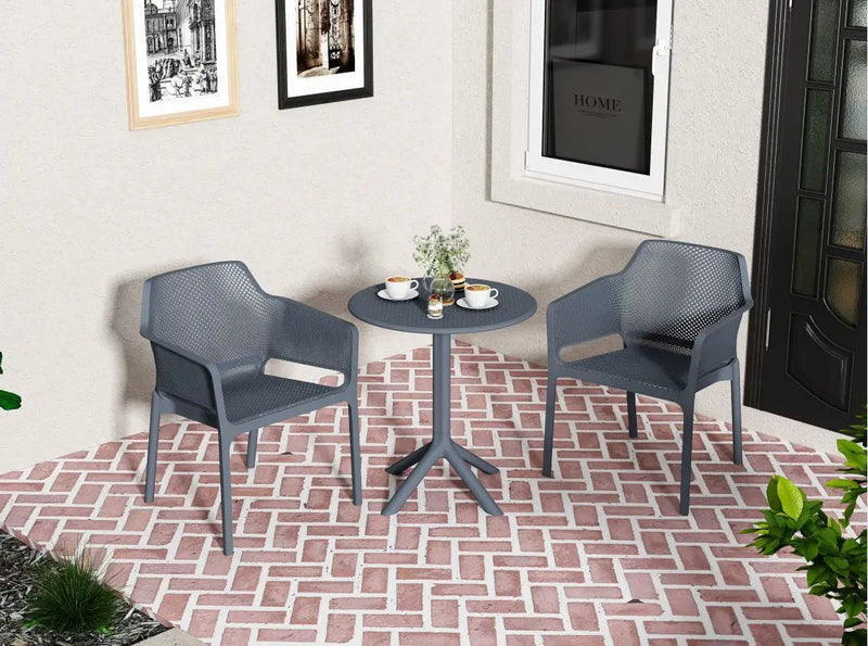3 Piece Plastic Arm Chair Bistro Grs Premium Ocean Plastic by HouseOfZazla