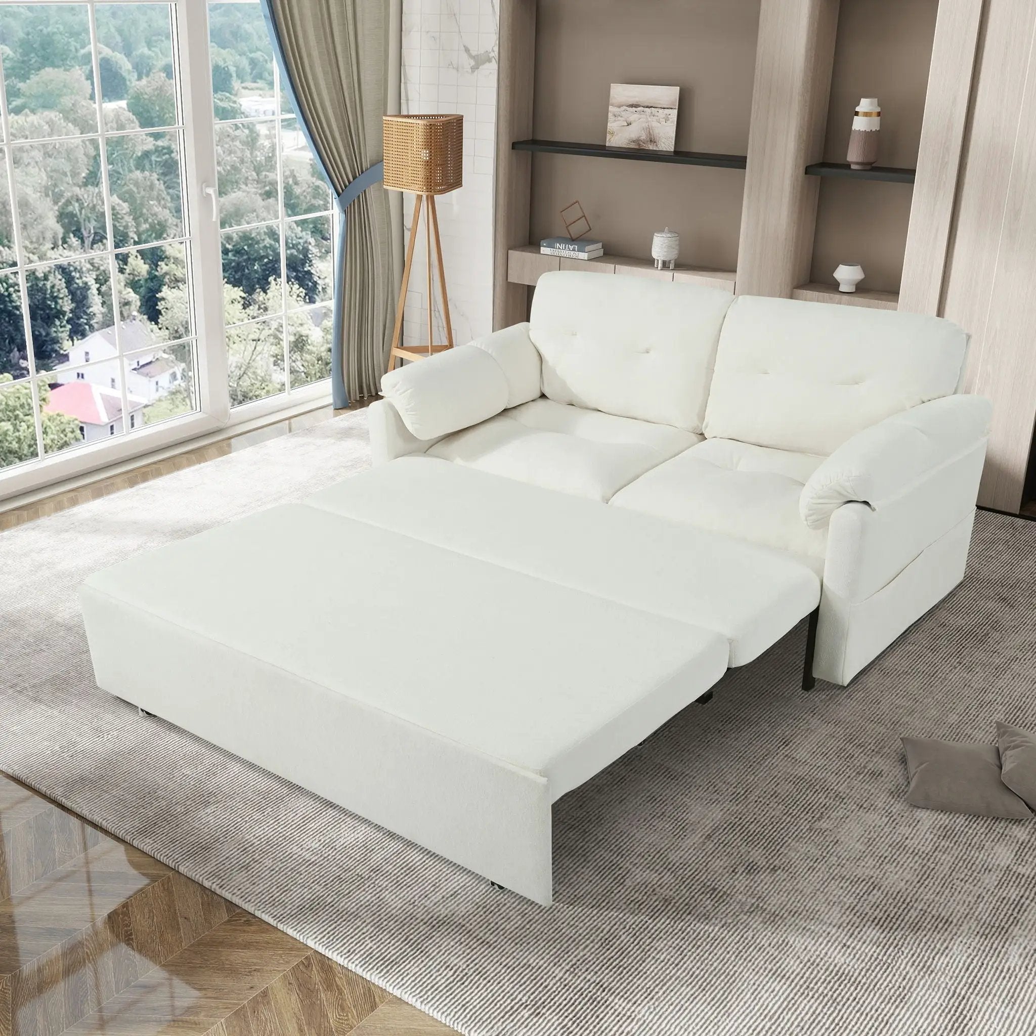 Convertible Pull Out Sofa Bed Queen Size, 3 In 1 With Side Storage by HouseOfZazla
