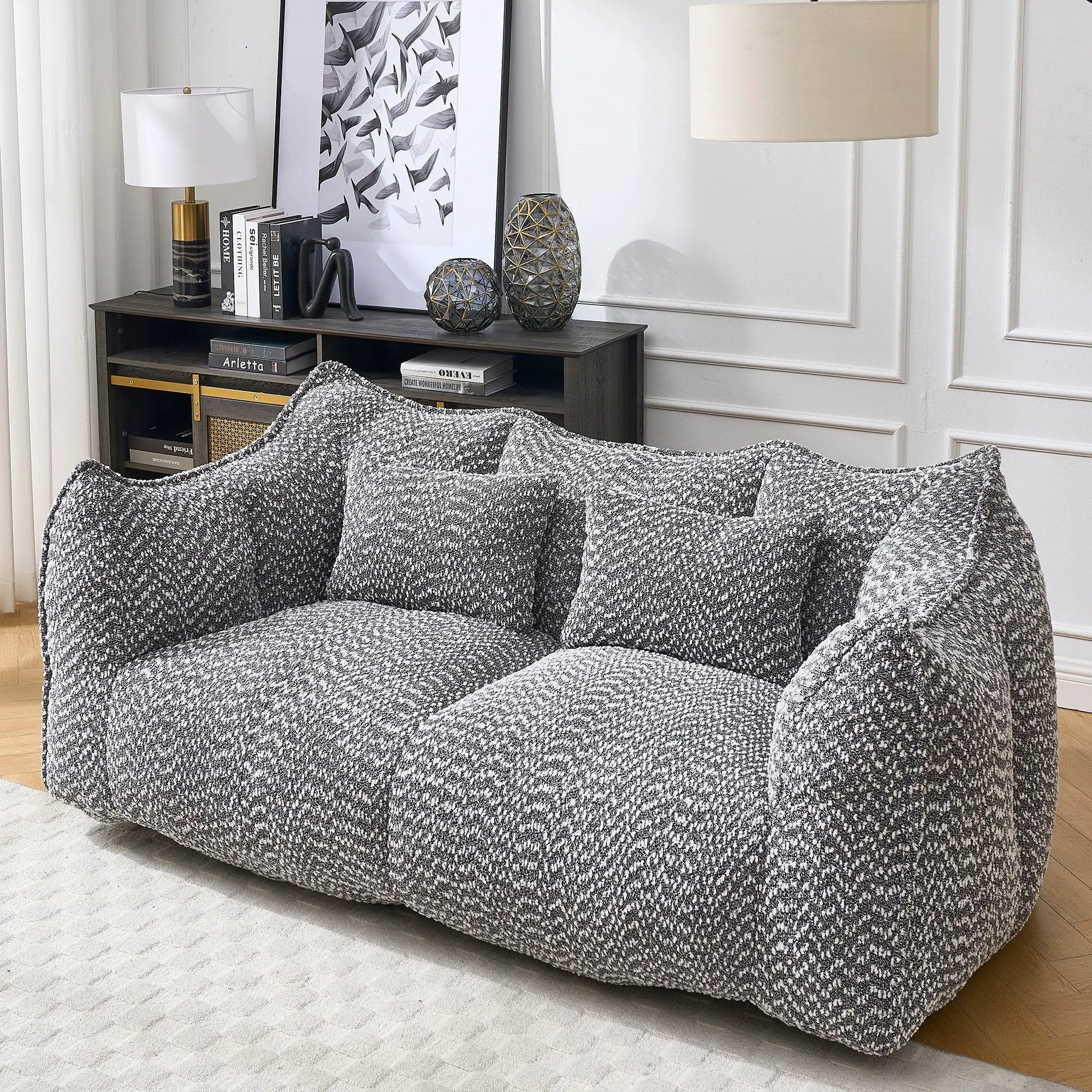 Comfortable Dual Beanbag Chair With High Resilience Foam Core For 2 People by Unique Piece Furniture