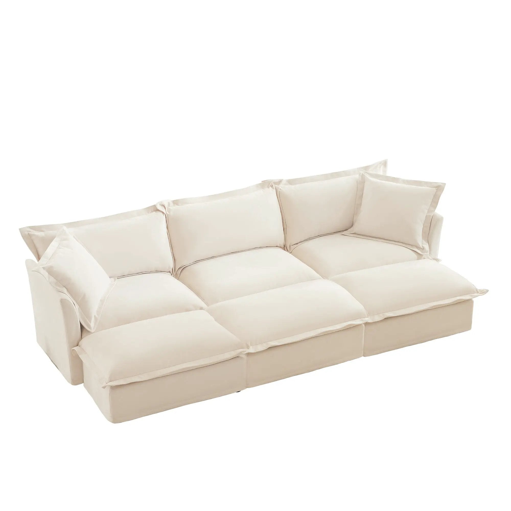 Oversized Chenille Living Room Sofa with 3 Ottomans by HouseOfZazla