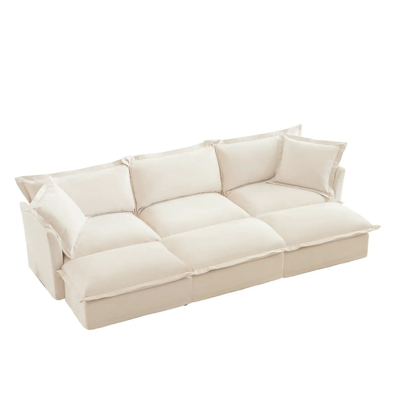 Oversized Chenille Living Room Sofa with 3 Ottomans by HouseOfZazla