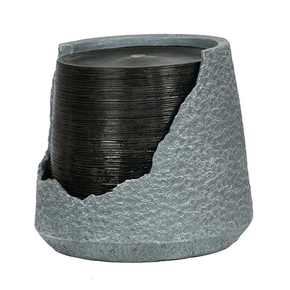Indoor Outdoor Water Fountain, Unique Broken Urn Fountain Chic Dynamic Modern Design With Light For Garden by Unique Piece Furniture