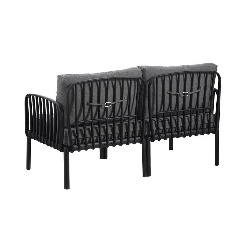 3 Piece Patio Conversation Sets, Modern Outdoor Patio Sectional Furniture Set with Square Coffee Table by HouseOfZazla
