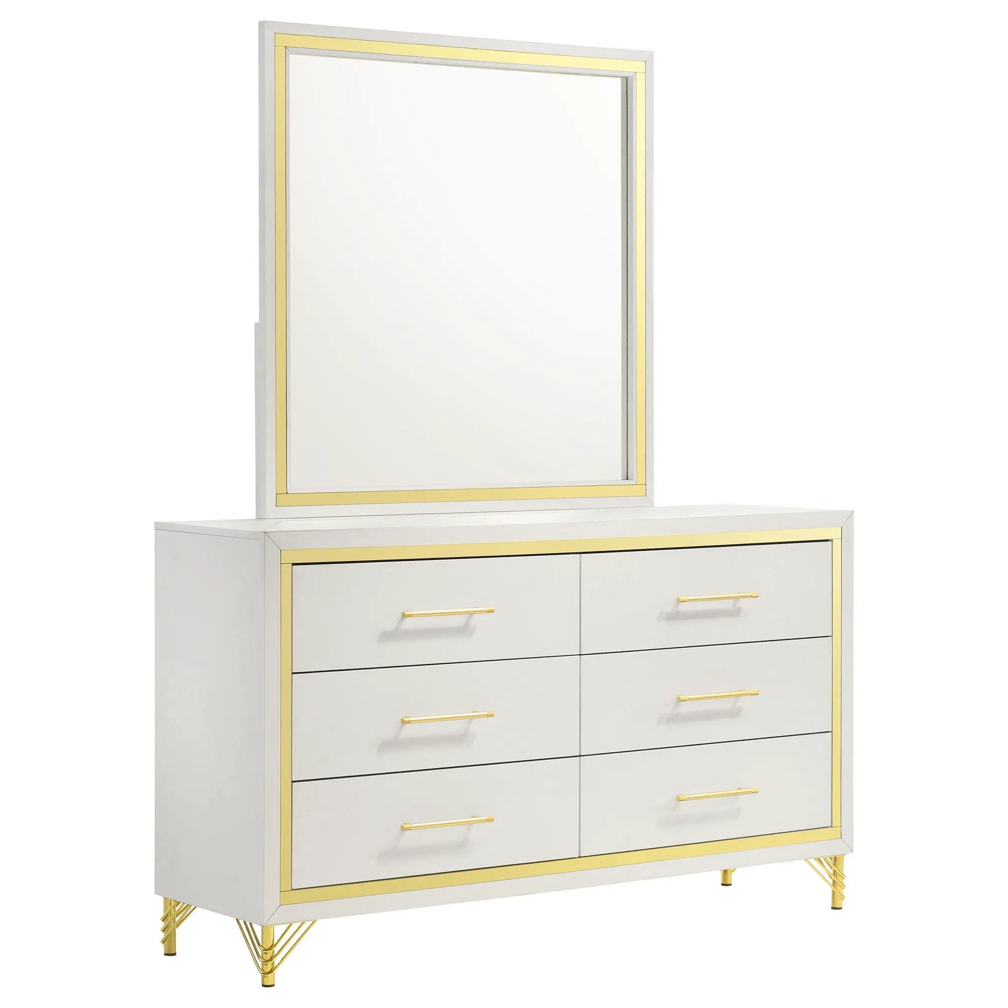 Lucia 6-drawer Dresser with Mirror White by Unique Piece Furniture