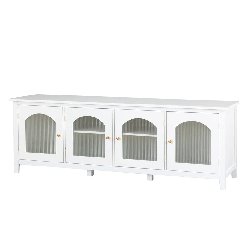 StylishTVcabinet Entertainment CenterTV Stand, TVconsoletable, Media Console, Solidwood Frame, Changhong Glass Door, Metal Handle by HouseOfZazla