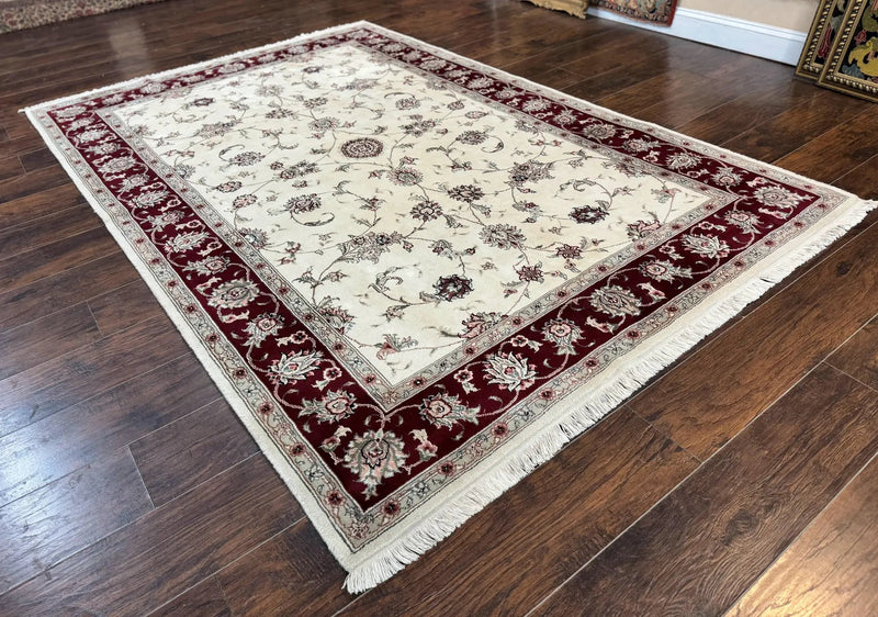 Ivory and Burgundy Pak Persian Rug 6x9 by Jewel Rugs