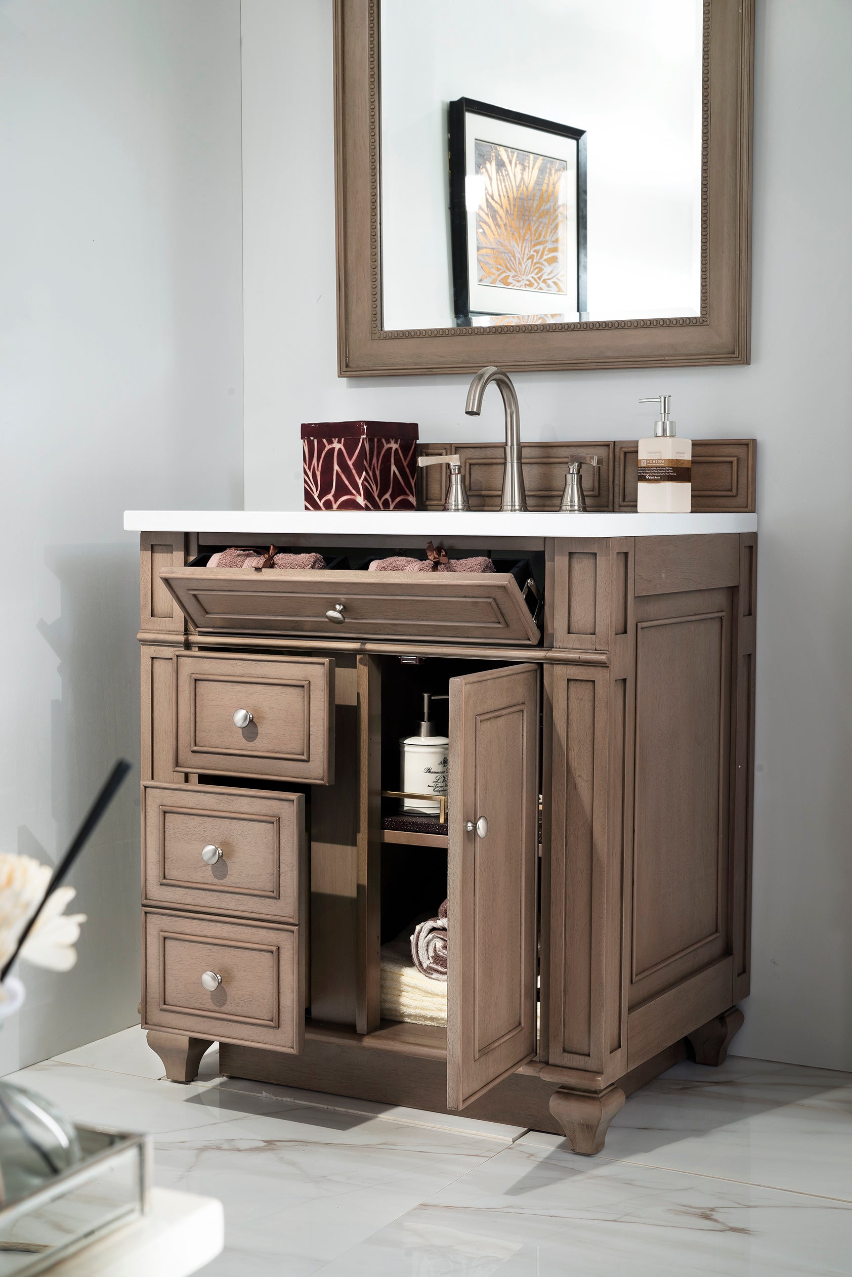 James Martin Bristol 30" Single Bathroom Vanity, Whitewashed Walnut, view 24