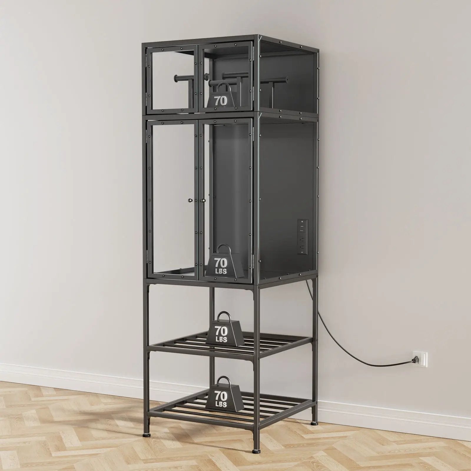 3D Printer Cabinet With Double Layer Filament Storage, T-Shaped Filament Bar, Noise Reducing And Dust Proof Design - Black by Unique Piece Furniture