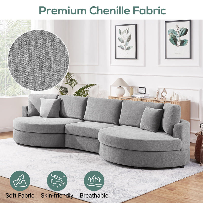 Modern 3 Seater Upholstered Sofa With Curved Design by HouseOfZazla
