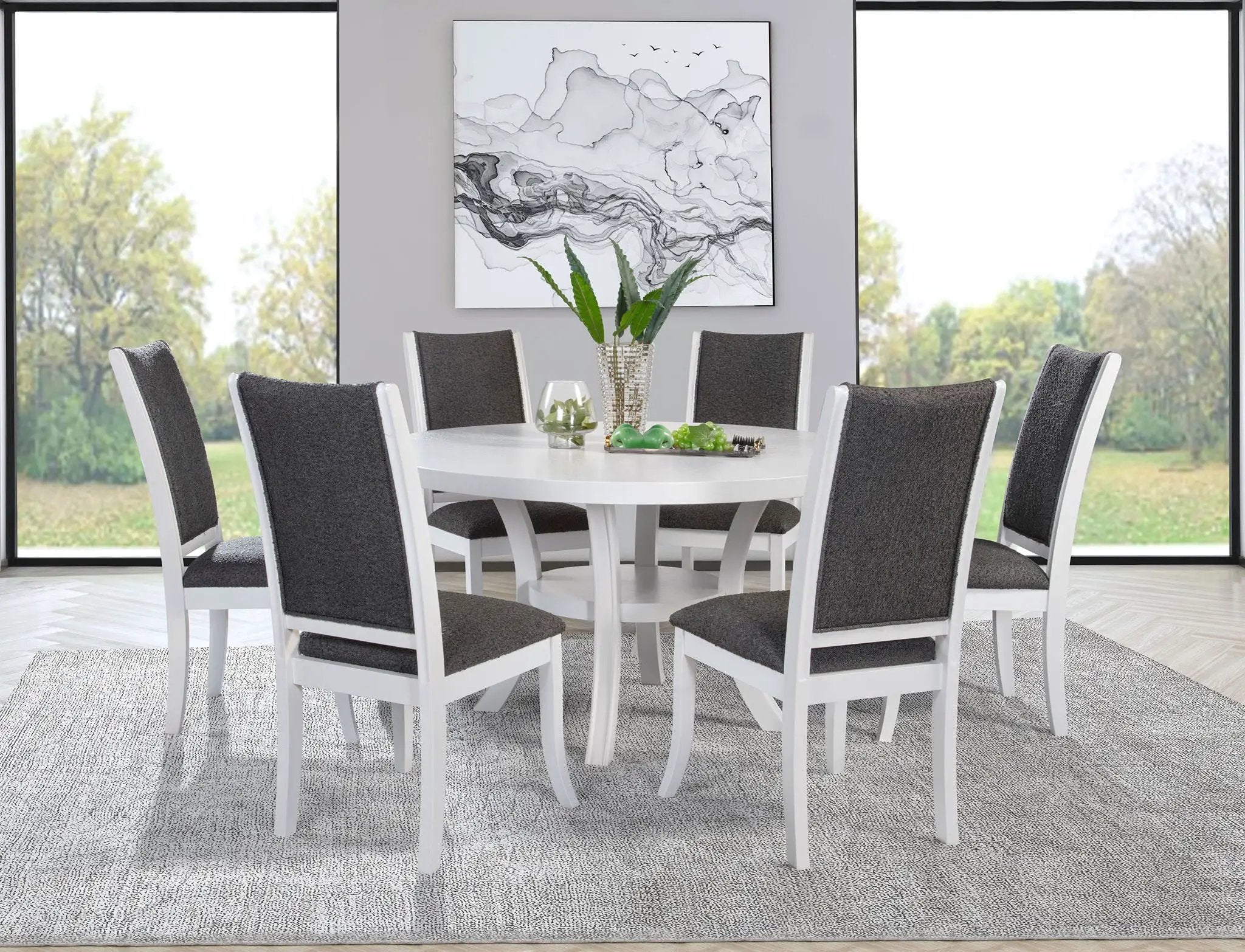 Judd 54-inch Round Dining Wood Table with Shelf Pearl White by Unique Piece Furniture