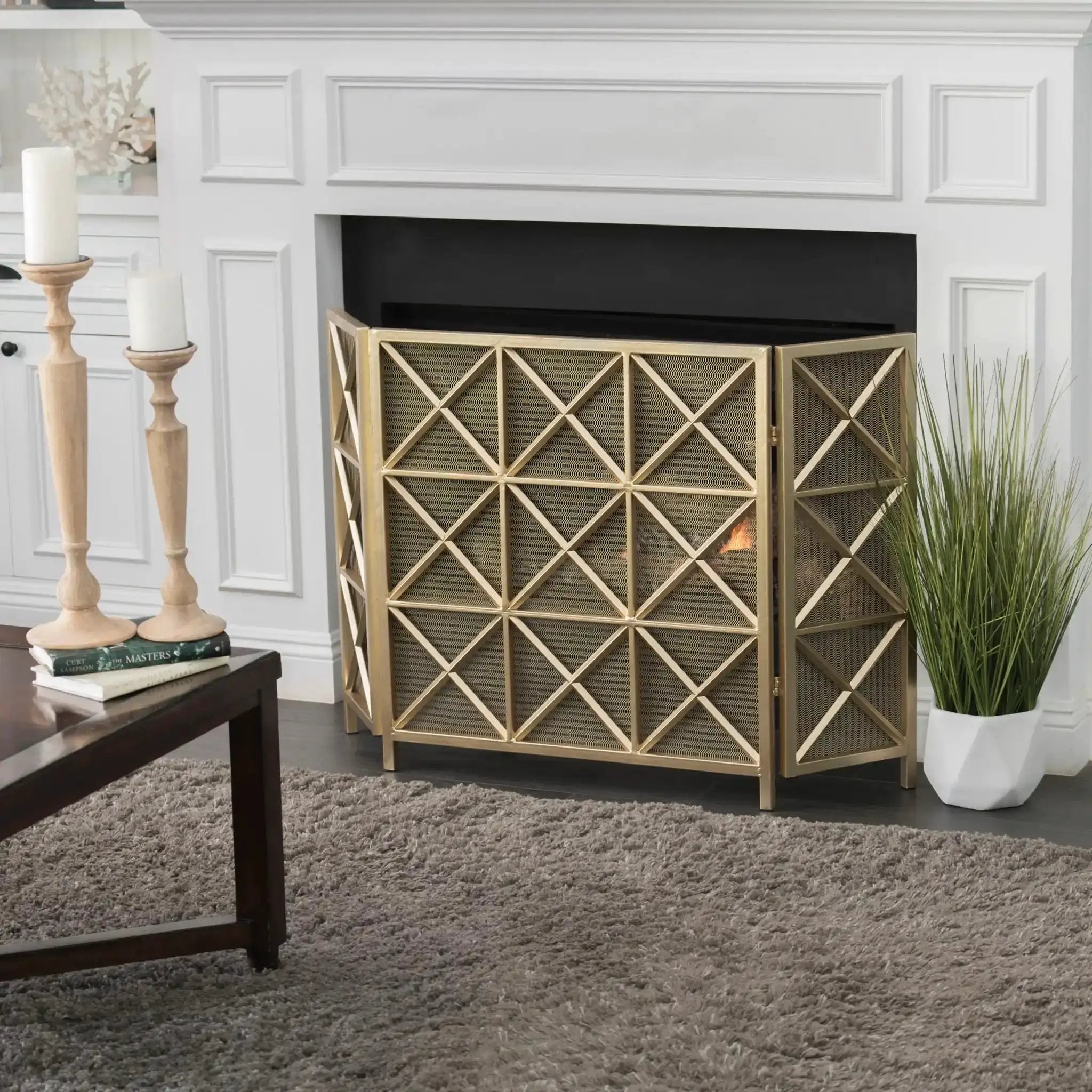 Margaret - 3 Panel Fireplace Screen Iron by HouseOfZazla