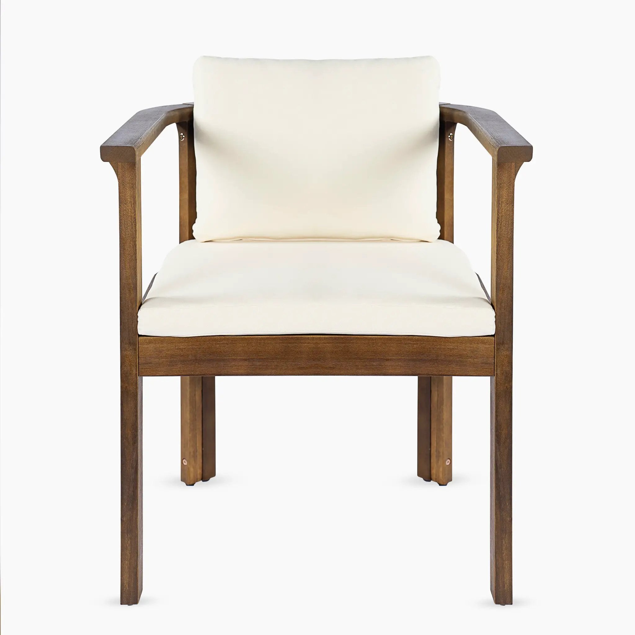 Outdoor Dining Chair Set of 2 with Curved Acacia Wood Arms by HouseOfZazla