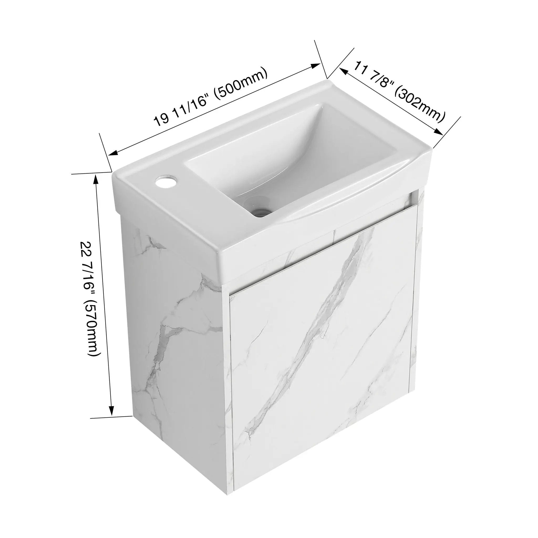 Modern Bathroom Vanity With Ceramic Basin, Wall Mounted Floating Sink Combo, Storage Cabinet by HouseOfZazla