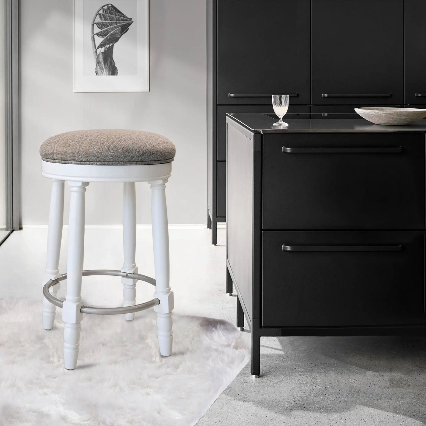 360° Swivel Wooden Barstools With Upholstered Seat, Counter Height (Set of 2) by Unique Piece Furniture
