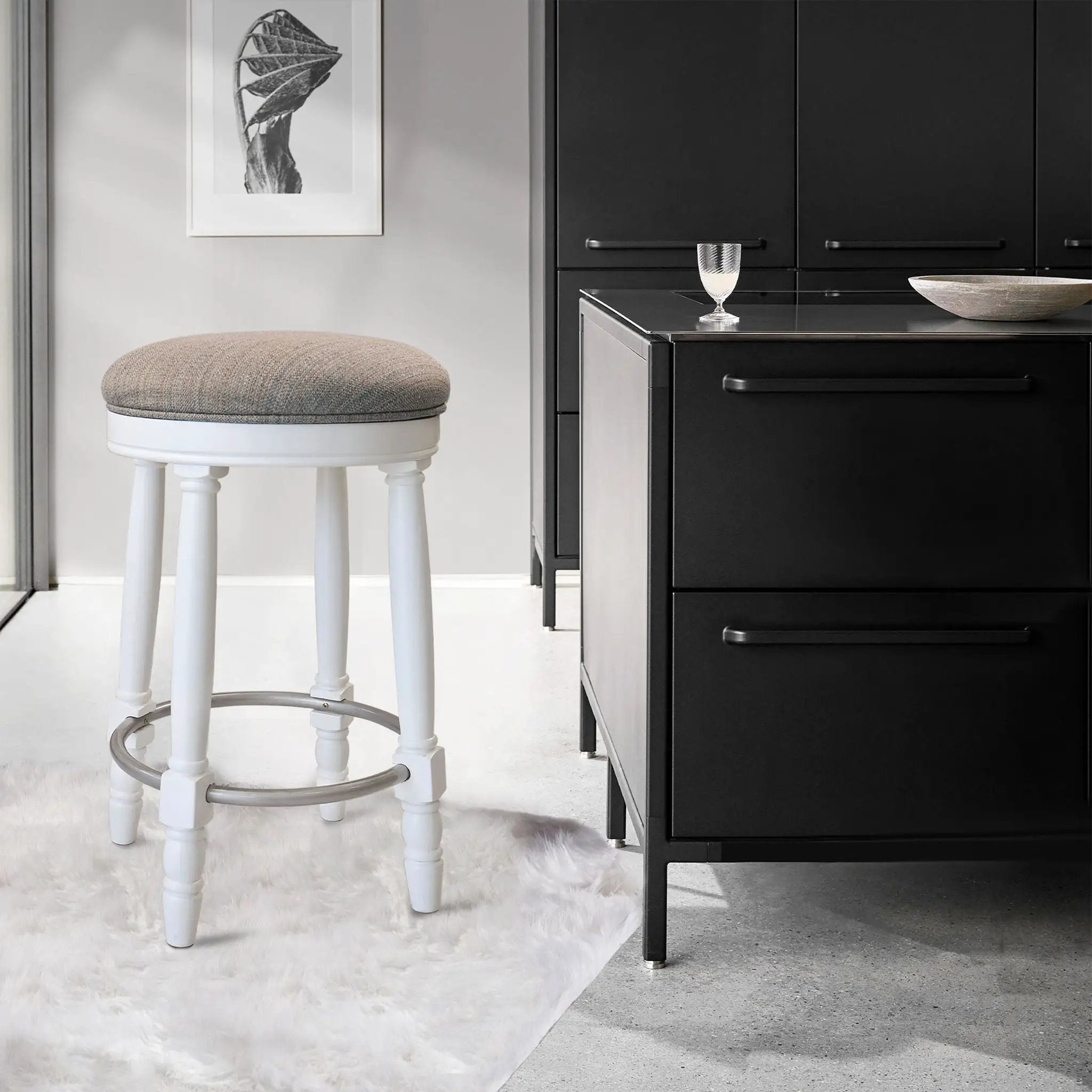 360° Swivel Wooden Barstools With Upholstered Seat, Counter Height (Set of 2) by Unique Piece Furniture