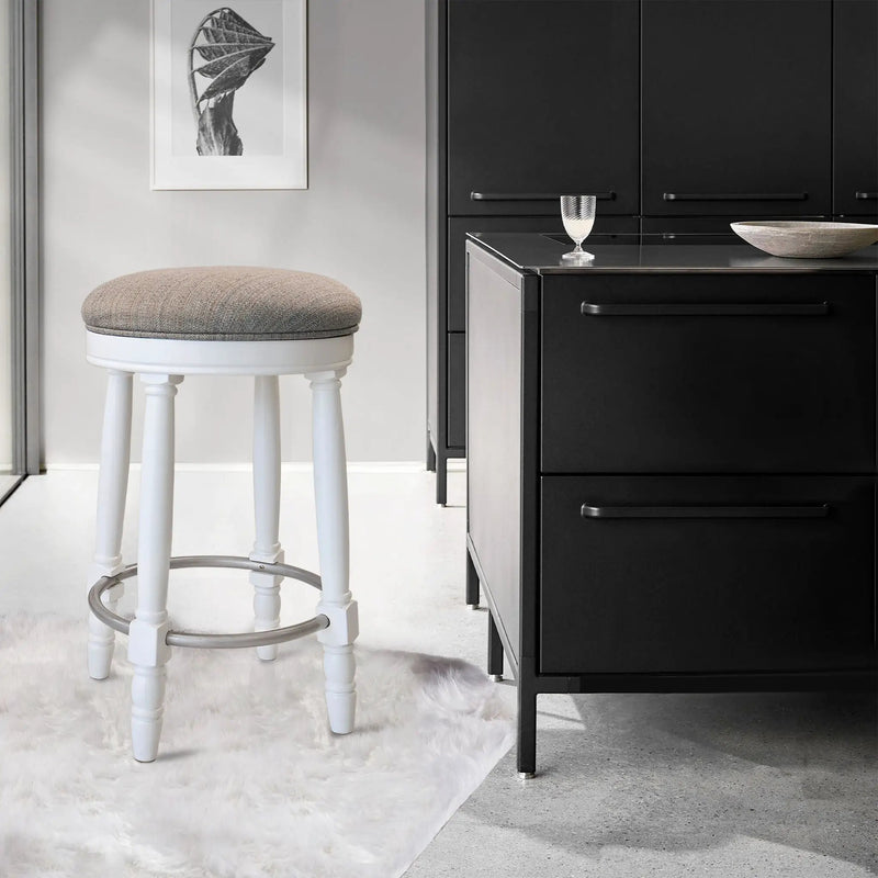 360° Swivel Wooden Barstools With Upholstered Seat, Counter Height (Set of 2) by HouseOfZazla