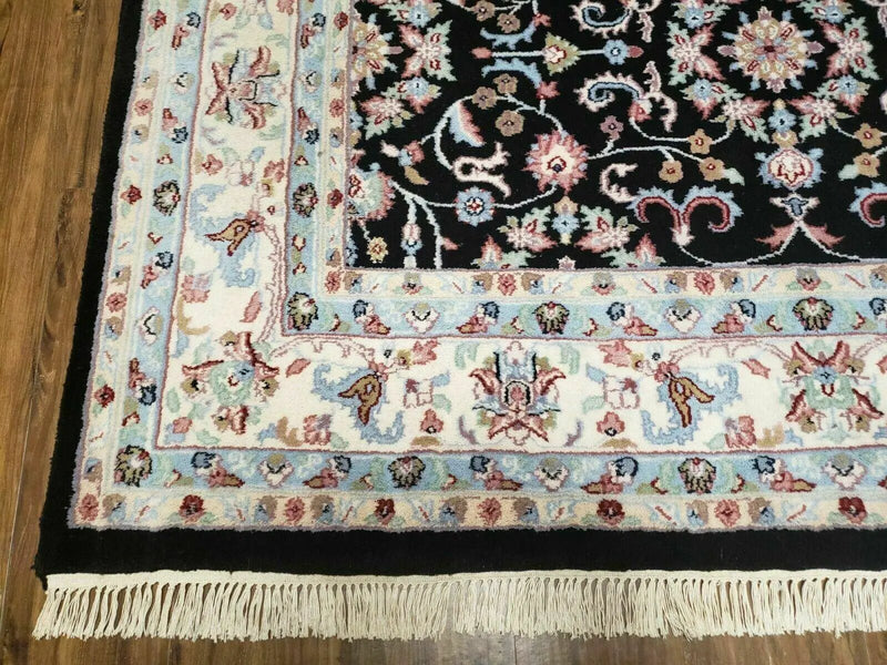 6' X 9' Handmade Indian Agra Wool Rug Carpet Vegetable Dyes Black by Jewel Rugs
