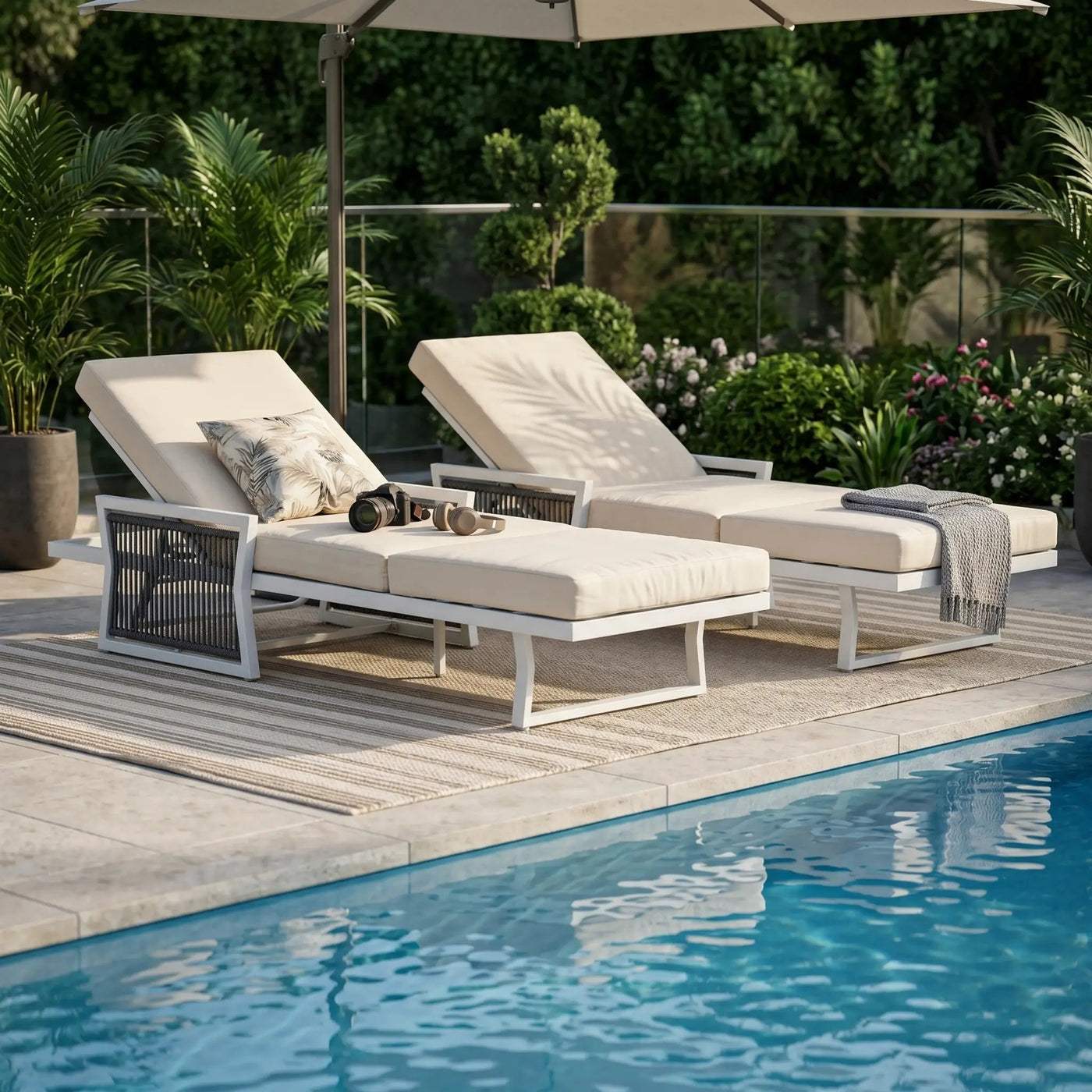 White Iron Outdoor Chaise Lounge by HouseOfZazla