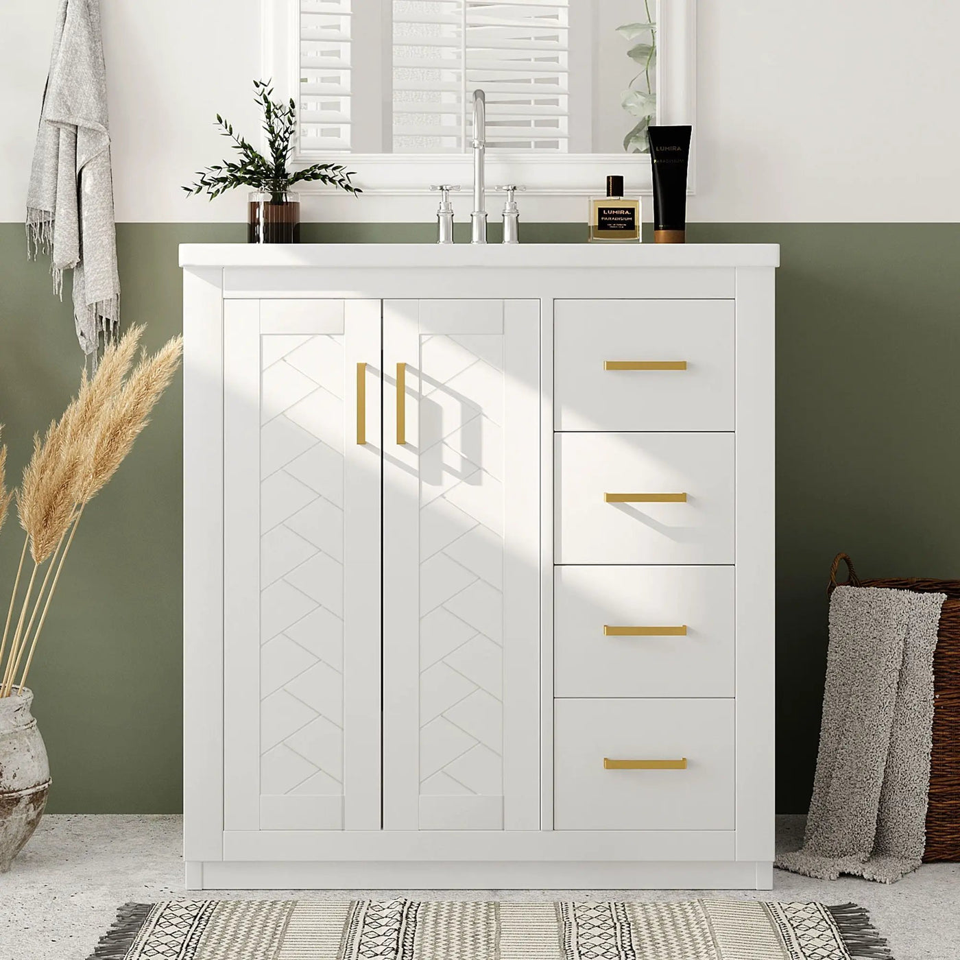 Bathroom Vanity With Sink, Storage Cabinet, Freestanding Set With 3 Drawers & Soft Closing Doors by HouseOfZazla