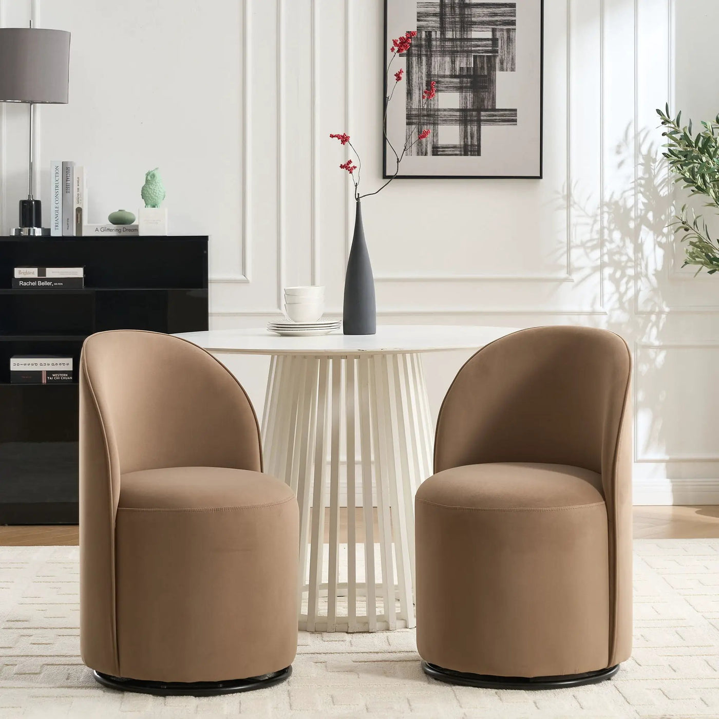 360 Degree Swivel Armless Dining Barrel Chair by Unique Piece Furniture