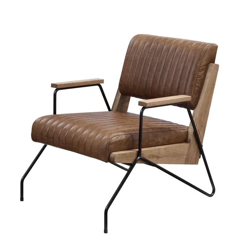 Eacnlz - Accent Chair - Cocoa Top Grain Leather & Matt Iron by Unique Piece Furniture