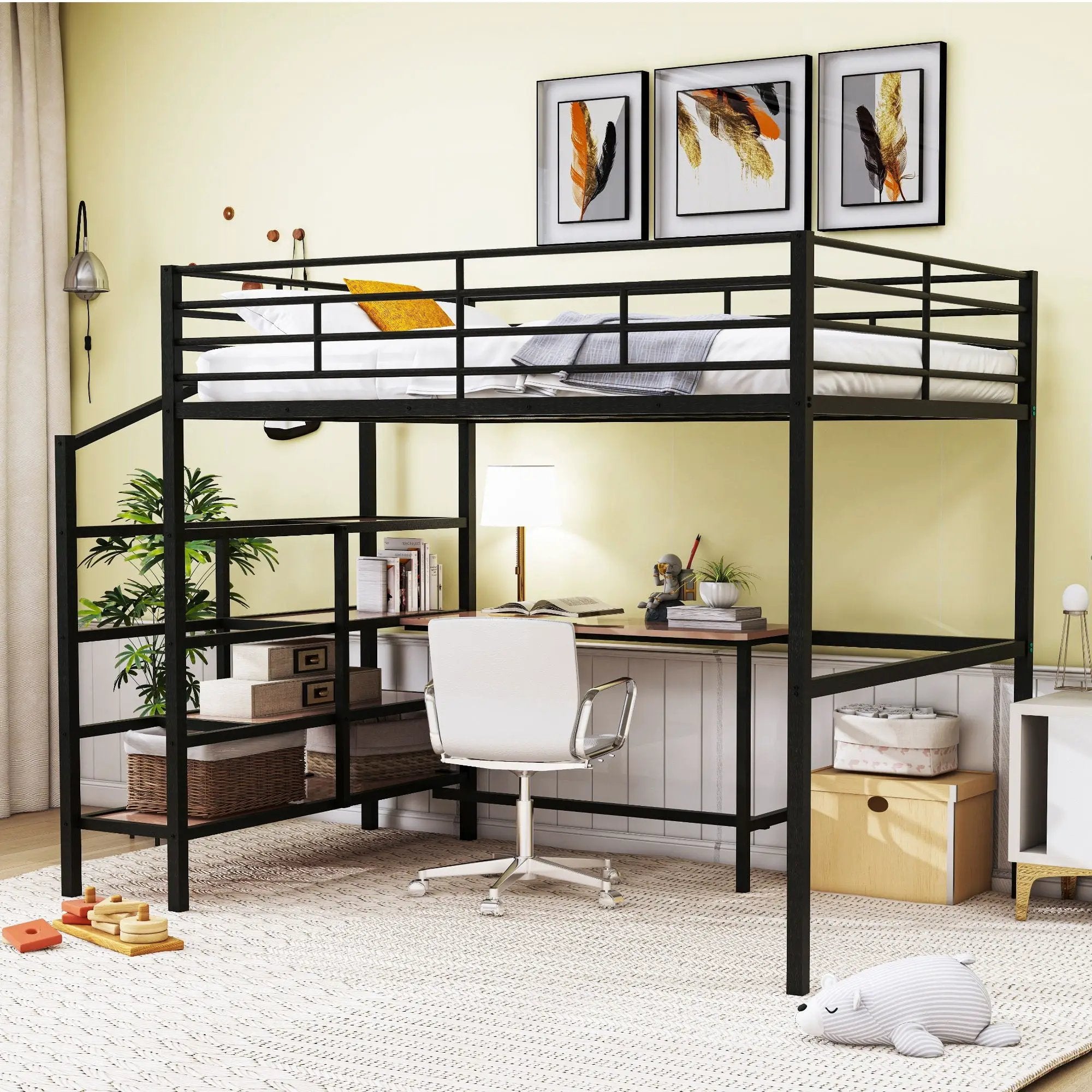 Loft Bed With Desk And Lateral Storage Ladder by Unique Piece Furniture