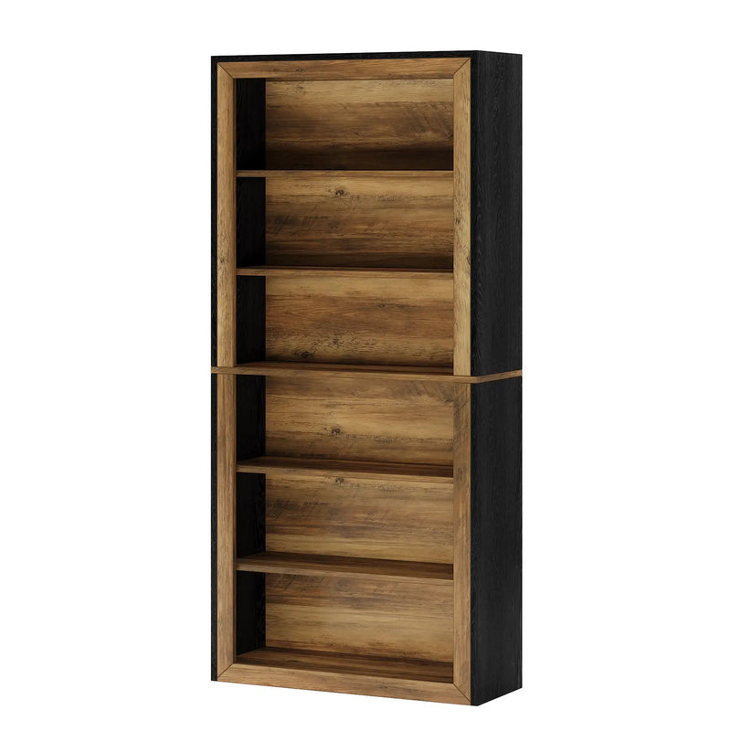 7 Tier Open Bookshelf Storage For Living Room - Black / Brown by HouseOfZazla