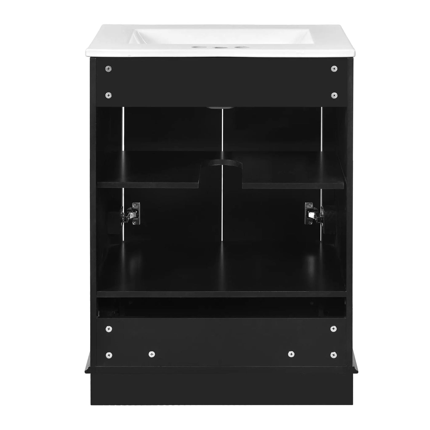 Bathroom Vanity With Ceramic Sink Combo, Modern Freestanding Storage Cabinet With Silver Handles by HouseOfZazla