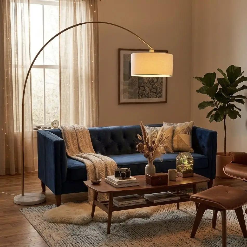 Ambient - Arch Floor Lamp With Large Shade - Gold / White by HouseOfZazla