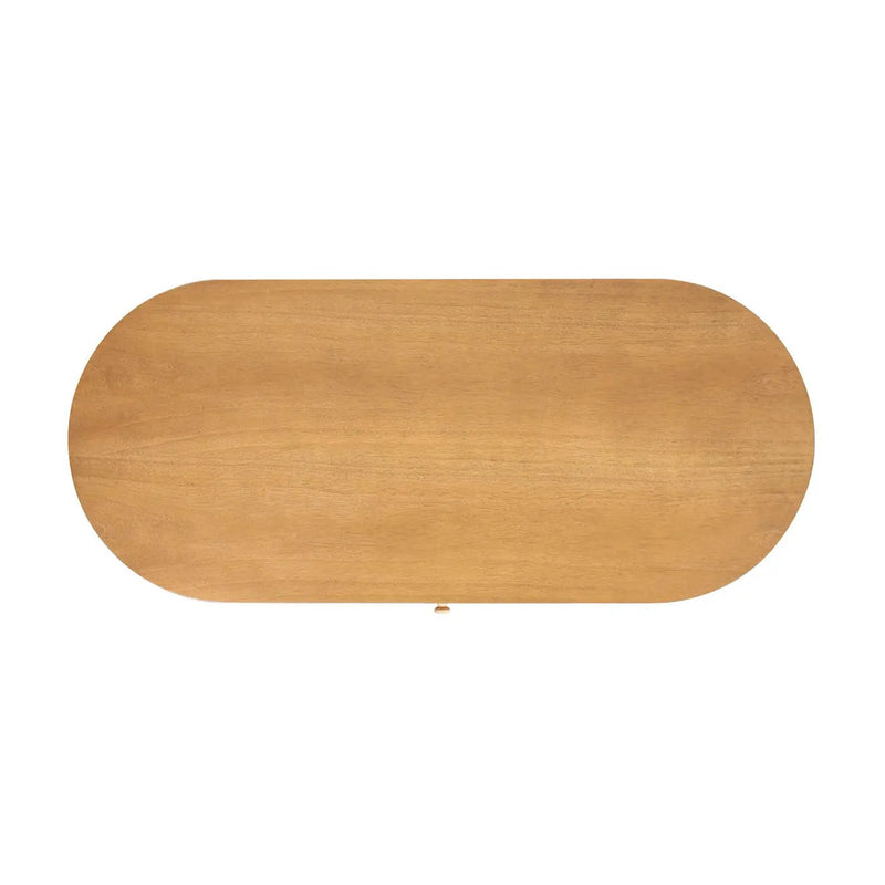 Jesse - Single Drawer Fluted Oval Console Desk - Honey Brown by HouseOfZazla